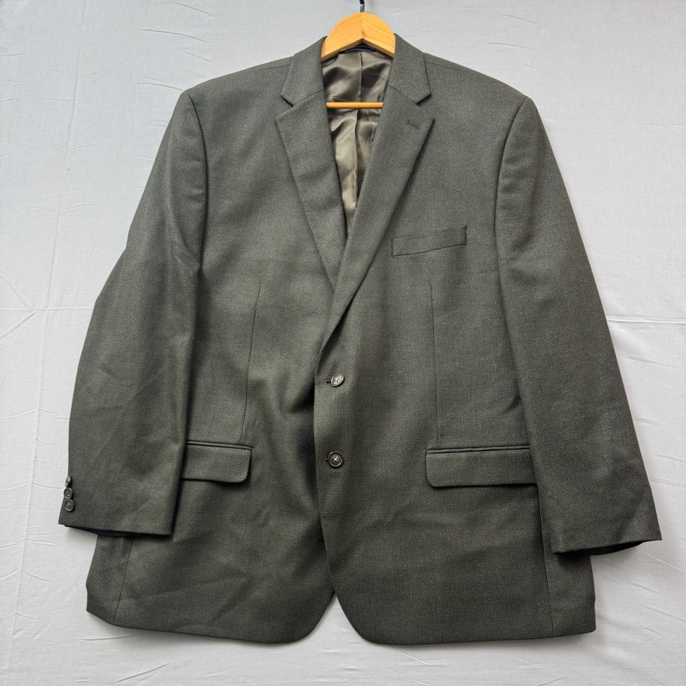 Chaps Mens Blazer Sport Coat Charcoal Gray Textured 2 Button Jacket 50R